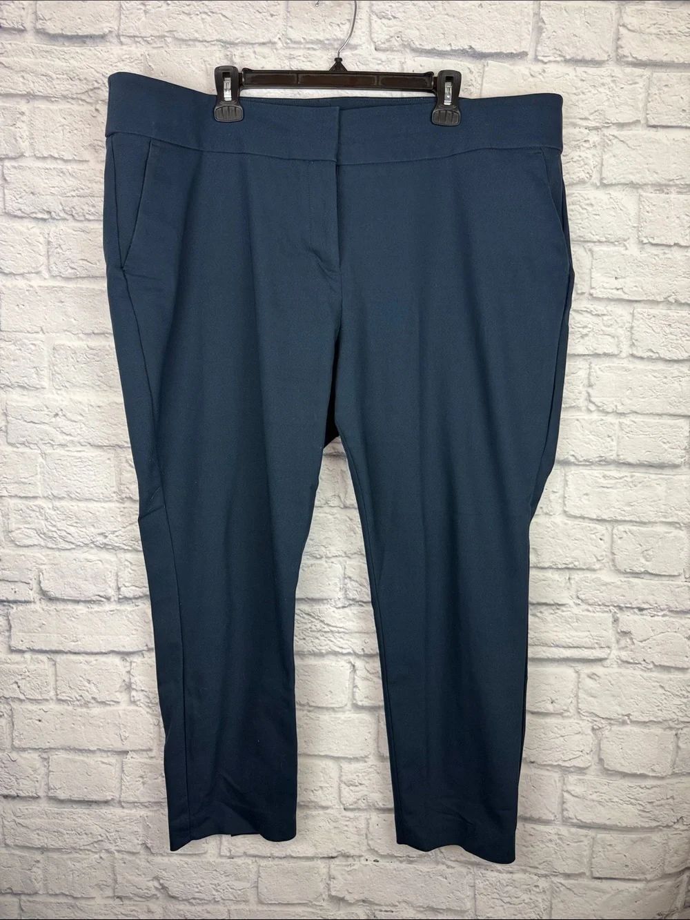 LOFT Navy Cropped Straight-Leg Work Pants Marissa Skinny